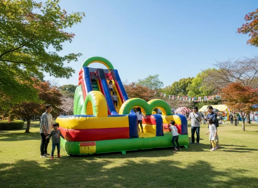 大滑り台のふわふわ遊具で遊ぶ子どもたち（使用イメージ）